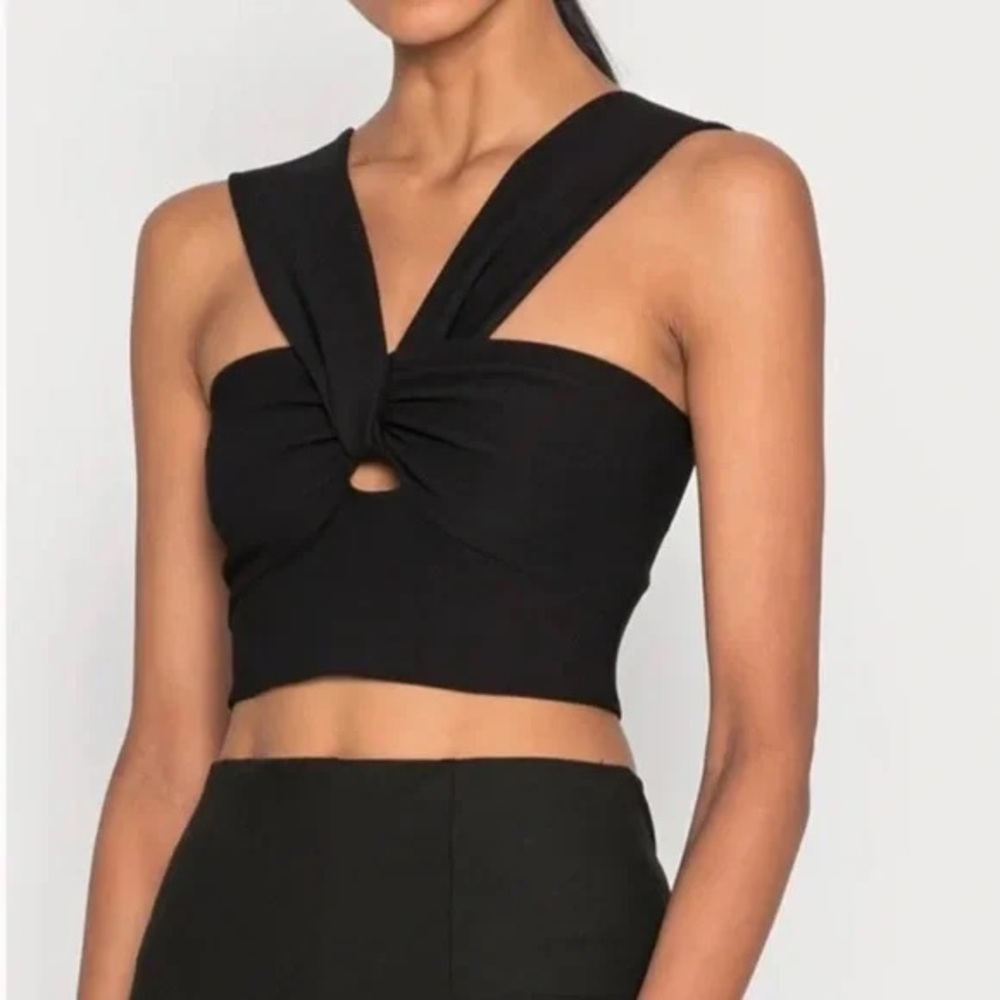 Abercrombie And Fitch Asymmetrical black crop top size medium
